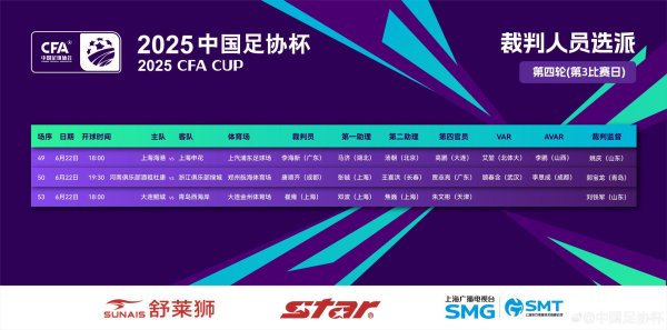 五五策略 足协杯今日裁判：李海新执法上海德比，艾堃担任VAR